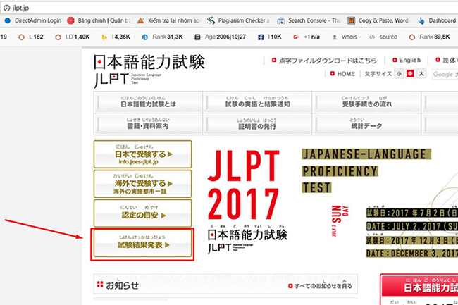 Xem điểm thi năng lực tiếng Nhật JLPT qua mạng