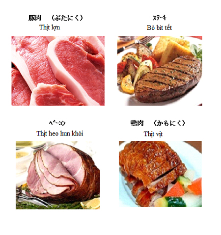 Từ vựng tiếng Nhật về các loại thịt